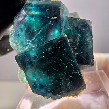Spécimen de cube de fluorite fantôme, poche papillon bleu-violet Okorusu Namibie 34 x 27 x 22 mm 
