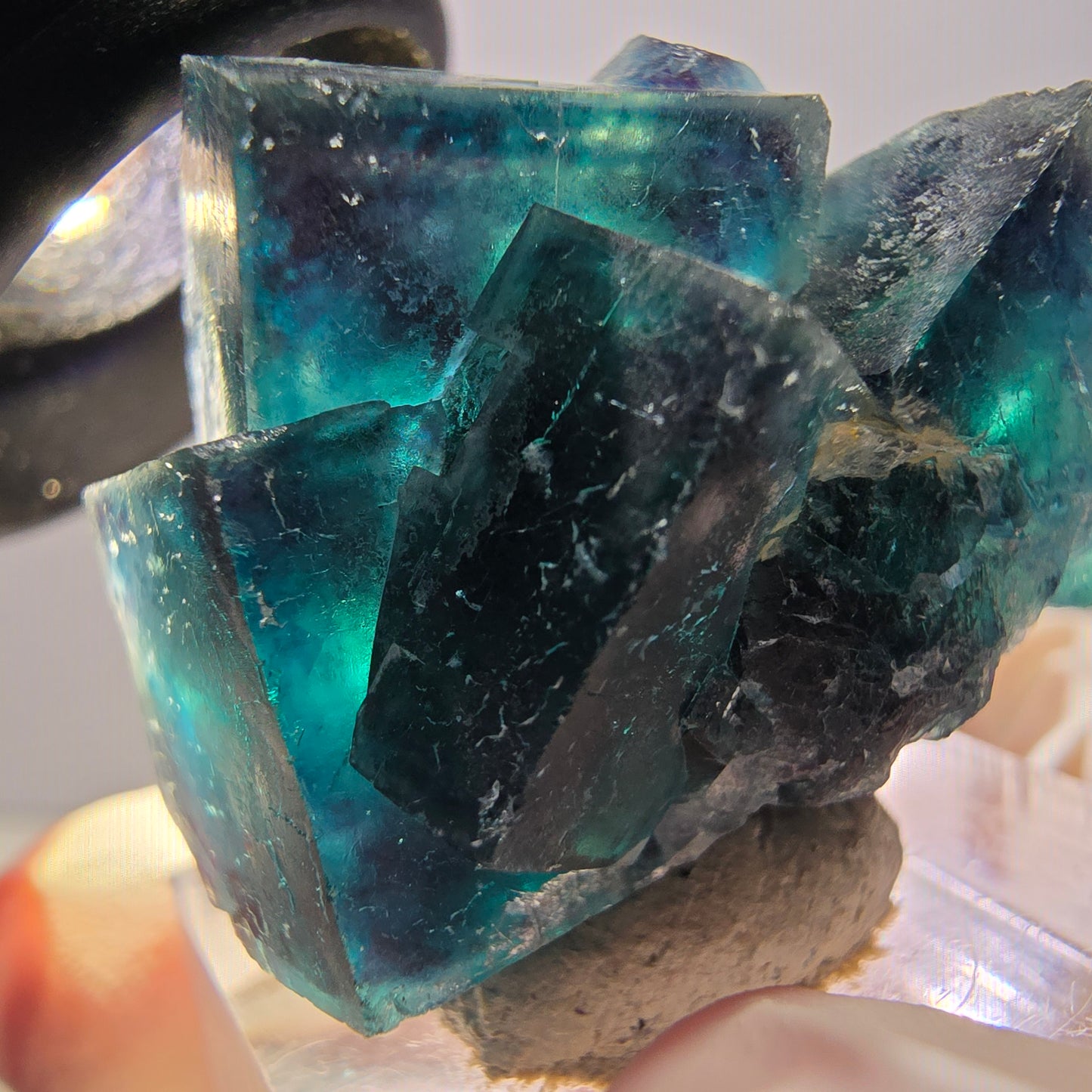 Spécimen de cube de fluorite fantôme, poche papillon bleu-violet Okorusu Namibie 34 x 27 x 22 mm 