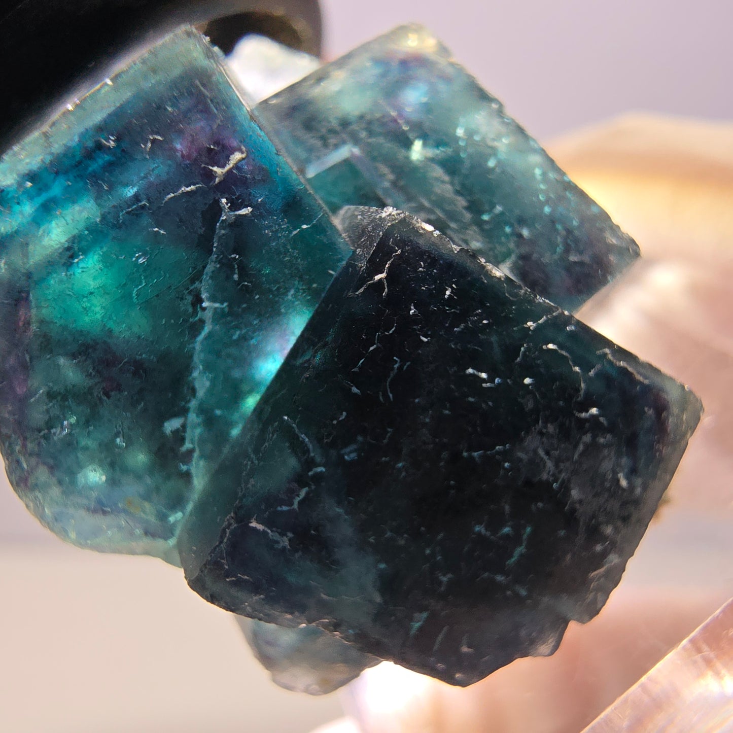 Spécimen de cube de fluorite fantôme, poche papillon bleu-violet Okorusu Namibie 34 x 27 x 22 mm 
