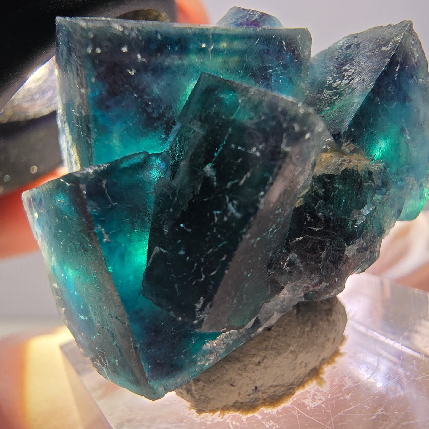 Spécimen de cube de fluorite fantôme, poche papillon bleu-violet Okorusu Namibie 34 x 27 x 22 mm 