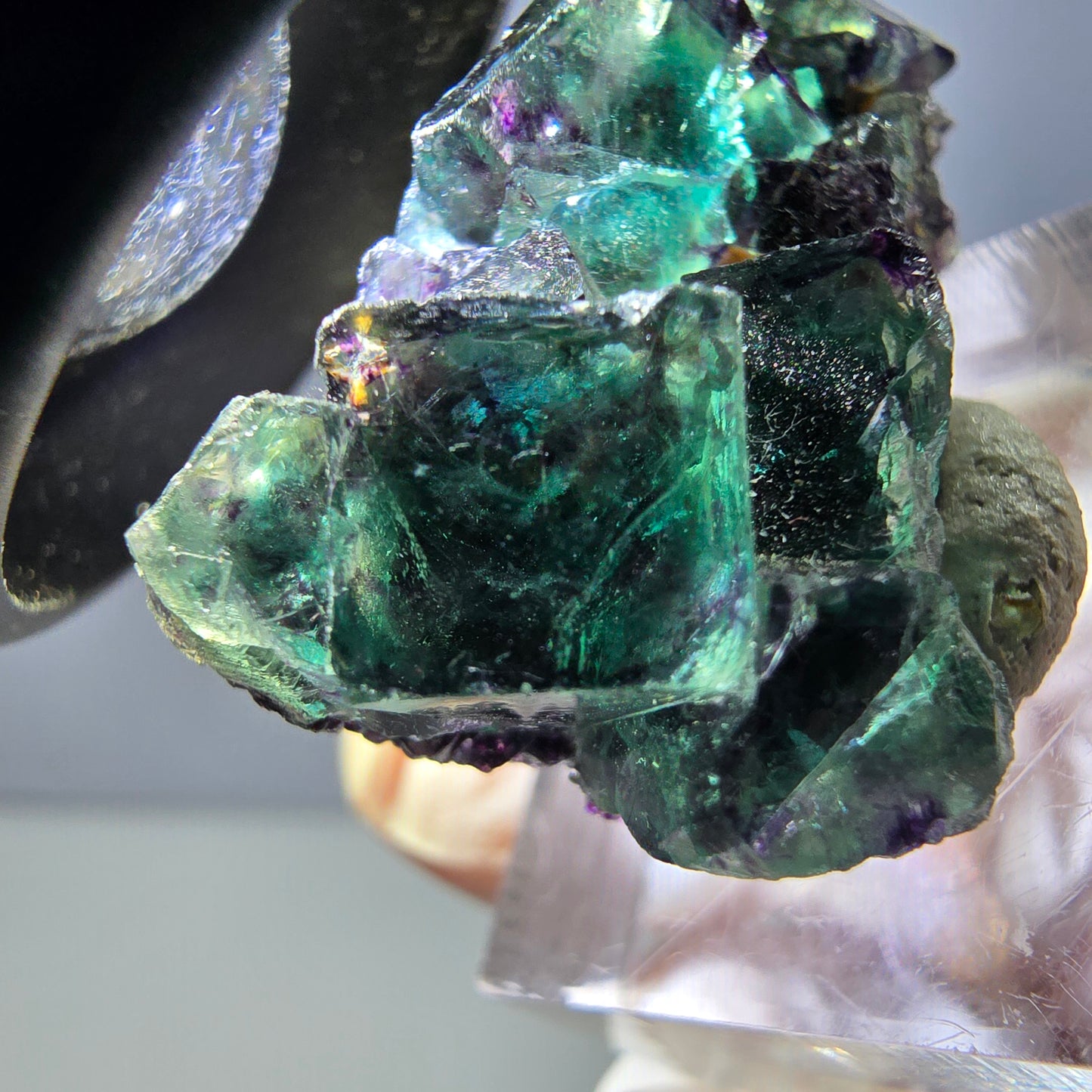 Rare spécimen de cube de fluorite fantôme, vert-violet, Okorusu, Namibie, 34 x 20 x 12 mm 