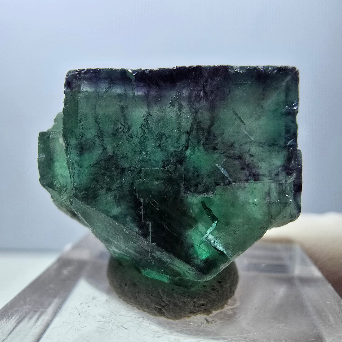 Rare spécimen de cube de fluorite fantôme, vert-violet, Okorusu, Namibie, 24 x 19 x 13 mm 