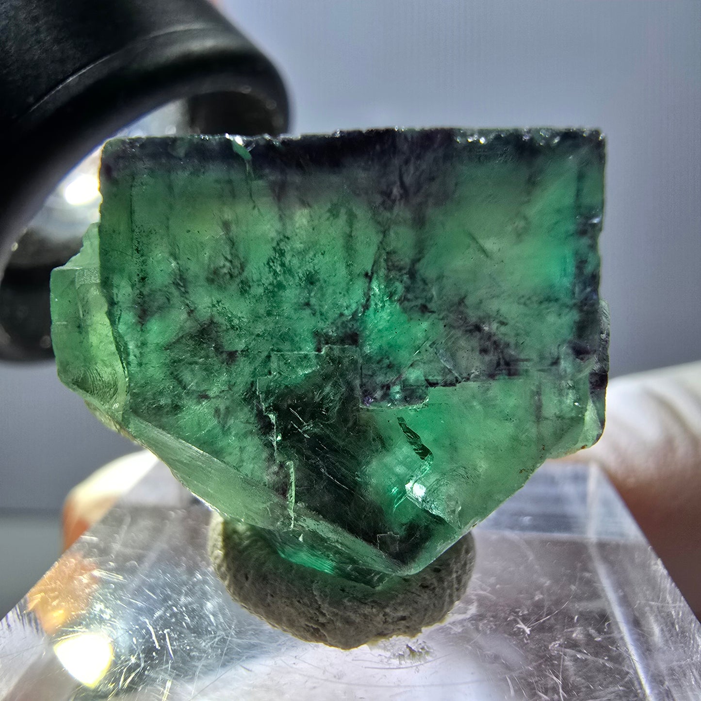 Rare spécimen de cube de fluorite fantôme, vert-violet, Okorusu, Namibie, 24 x 19 x 13 mm 