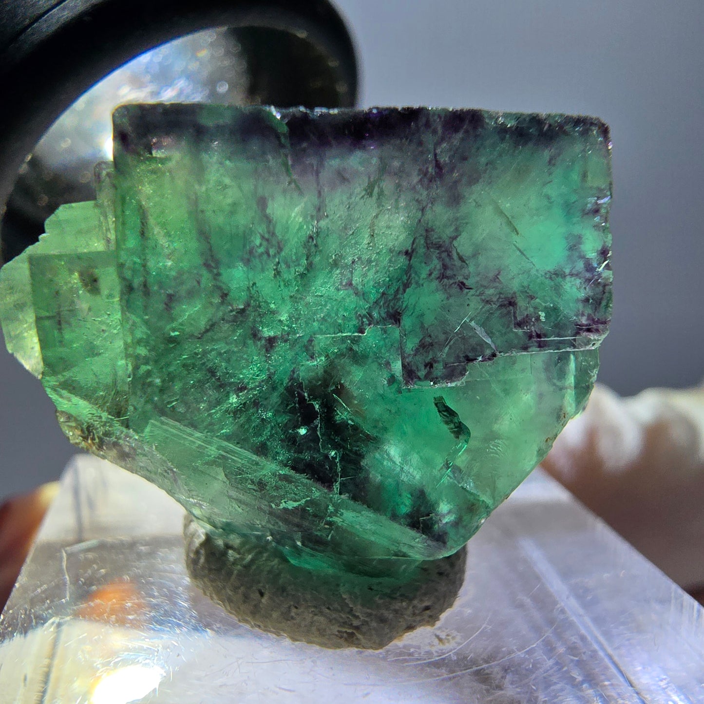 Rare spécimen de cube de fluorite fantôme, vert-violet, Okorusu, Namibie, 24 x 19 x 13 mm 