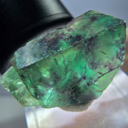Rare spécimen de cube de fluorite fantôme, vert-violet, Okorusu, Namibie, 24 x 19 x 13 mm 