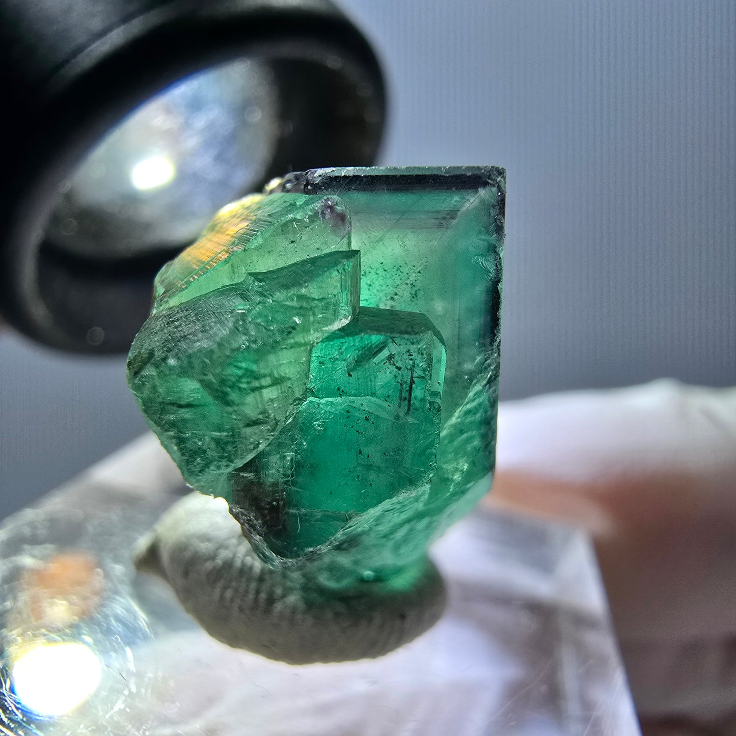 Rare spécimen de cube de fluorite fantôme, vert-violet, Okorusu, Namibie, 24 x 19 x 13 mm 