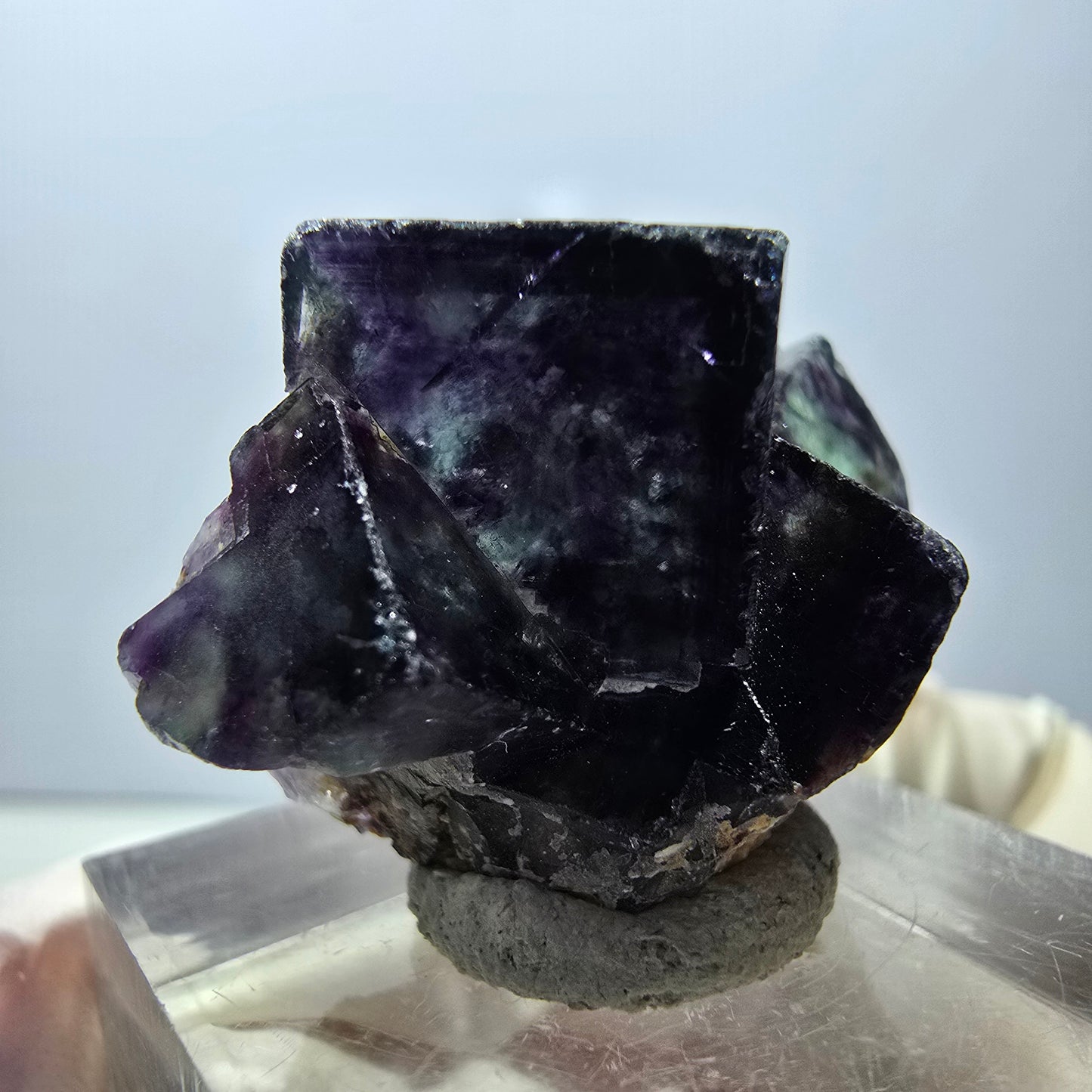Rare spécimen de cube de fluorite fantôme, vert-violet, Okorusu, Namibie, 30 x 22 x 15 mm 