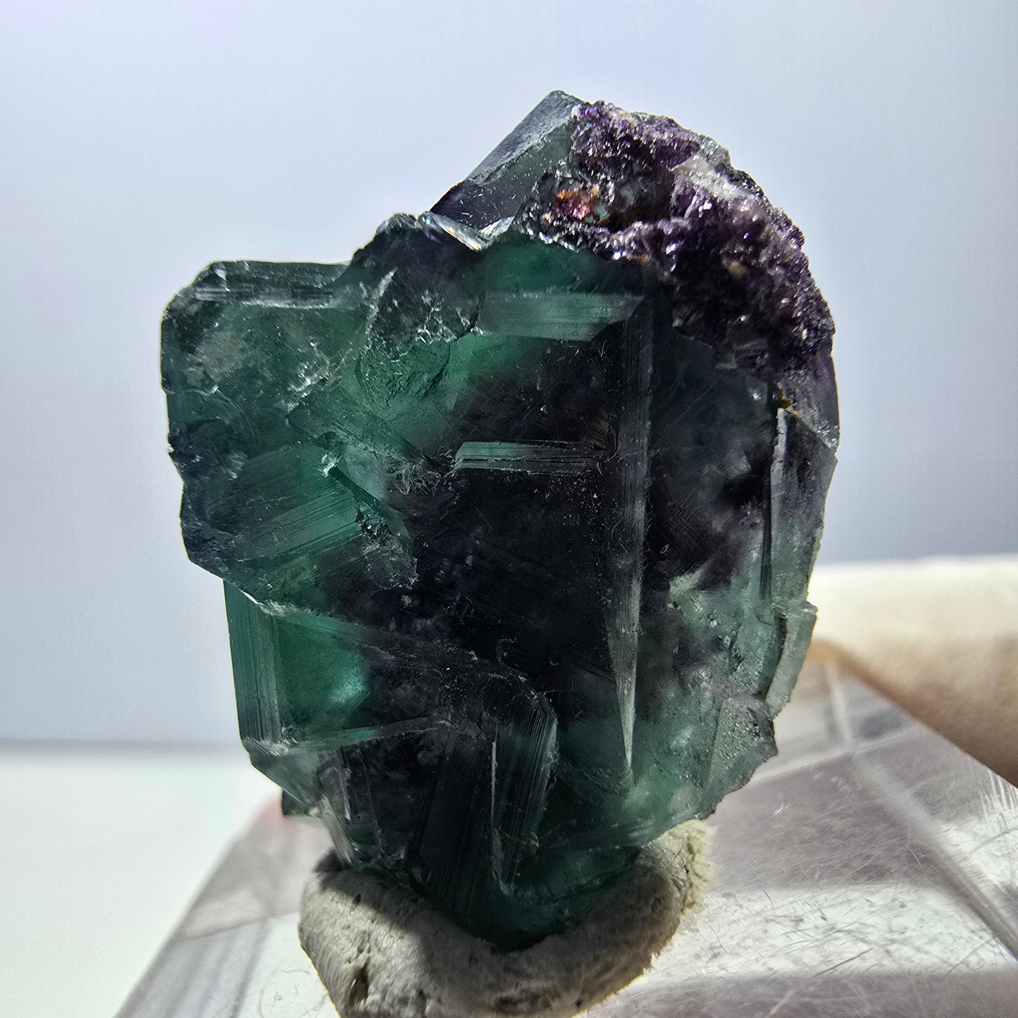 Rare spécimen de cube de fluorite fantôme, vert-violet, Okorusu, Namibie, 27 x 19 x 19 mm 