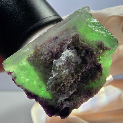 Rare spécimen de cube de fluorite fantôme, vert-violet, Okorusu, Namibie, 29 x 26 x 22 mm 
