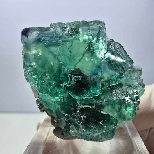Rare spécimen de cube de fluorite fantôme, vert-violet, Okorusu, Namibie, 36 x 29 x 21 mm 