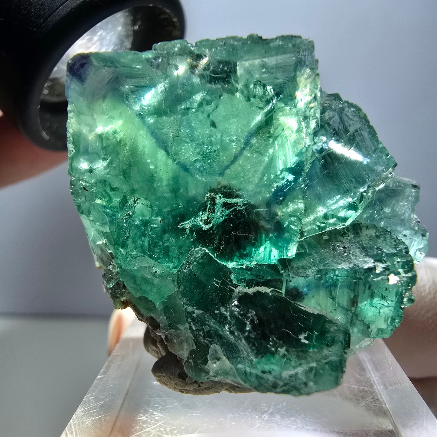 Rare spécimen de cube de fluorite fantôme, vert-violet, Okorusu, Namibie, 36 x 29 x 21 mm 