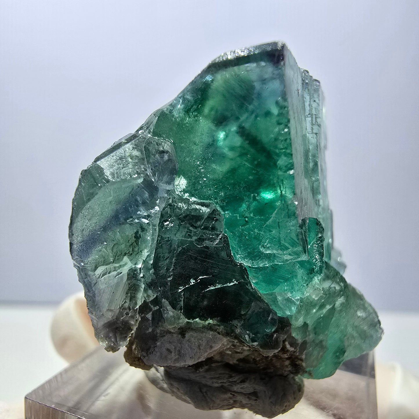 Rare spécimen de cube de fluorite fantôme, vert-violet, Okorusu, Namibie, 36 x 29 x 21 mm 
