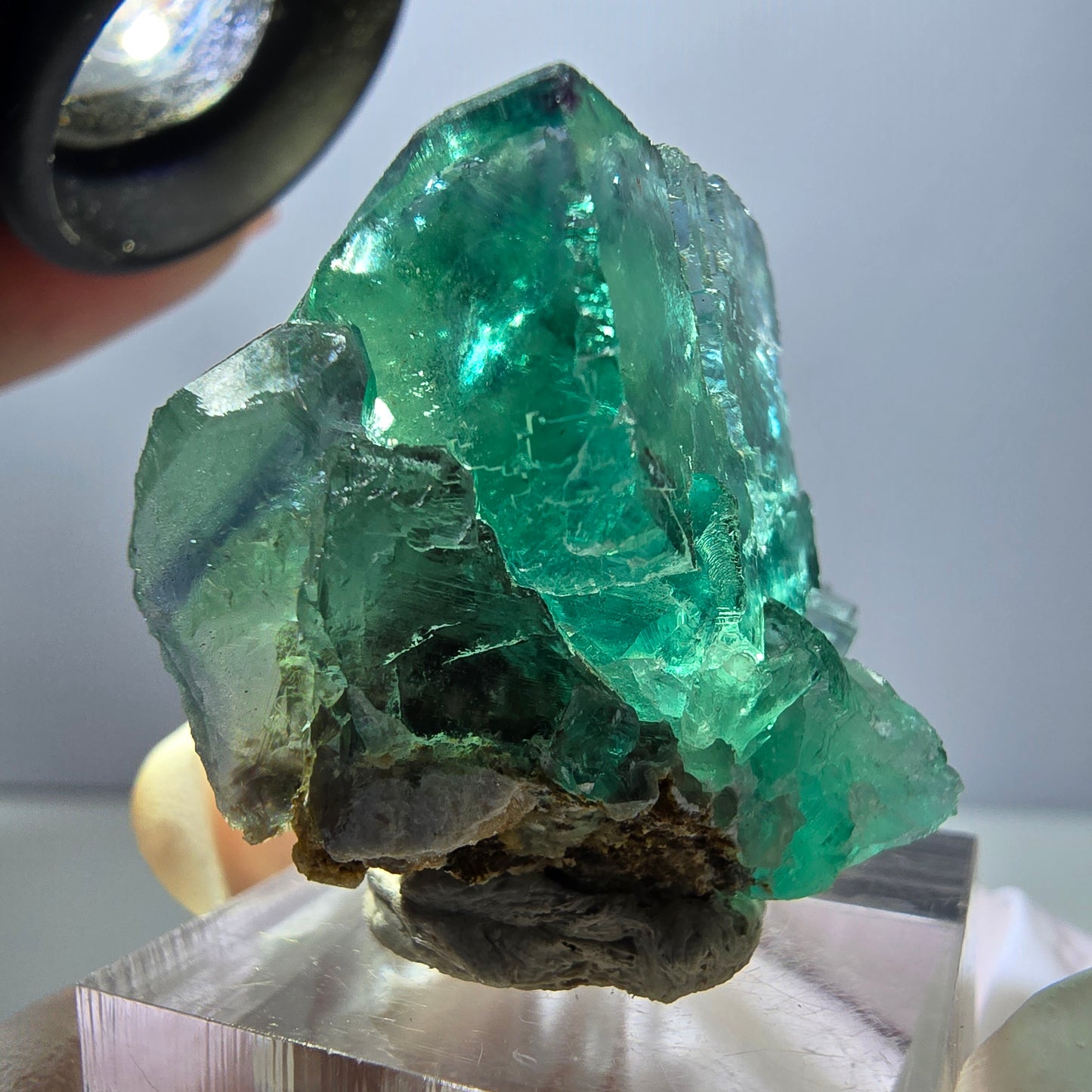Rare spécimen de cube de fluorite fantôme, vert-violet, Okorusu, Namibie, 36 x 29 x 21 mm 