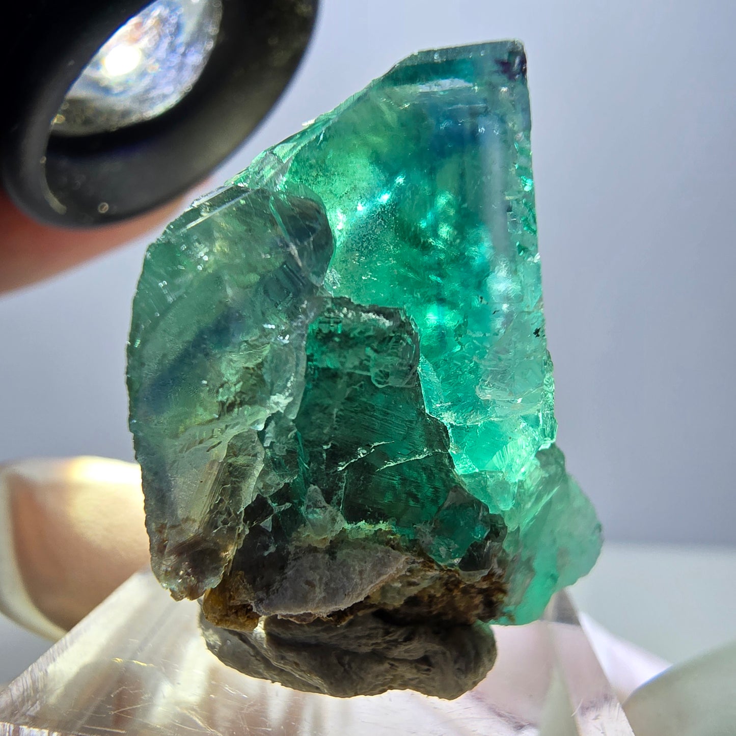 Rare spécimen de cube de fluorite fantôme, vert-violet, Okorusu, Namibie, 36 x 29 x 21 mm 