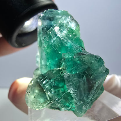 Rare spécimen de cube de fluorite fantôme, vert-violet, Okorusu, Namibie, 36 x 29 x 21 mm 