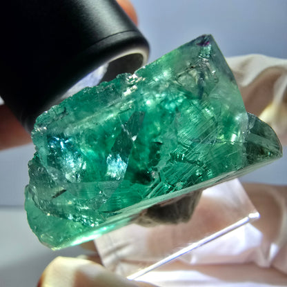 Rare spécimen de cube de fluorite fantôme, vert-violet, Okorusu, Namibie, 36 x 29 x 21 mm 