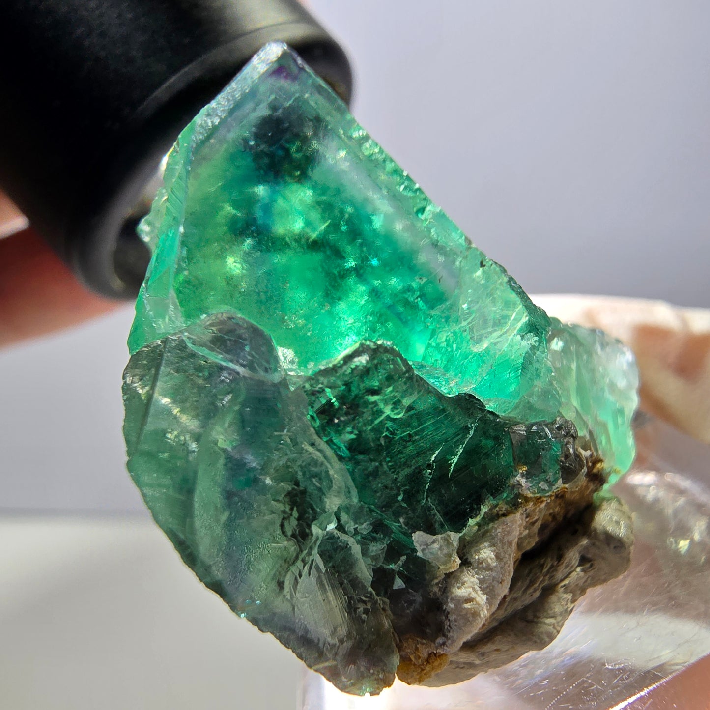 Rare spécimen de cube de fluorite fantôme, vert-violet, Okorusu, Namibie, 36 x 29 x 21 mm 