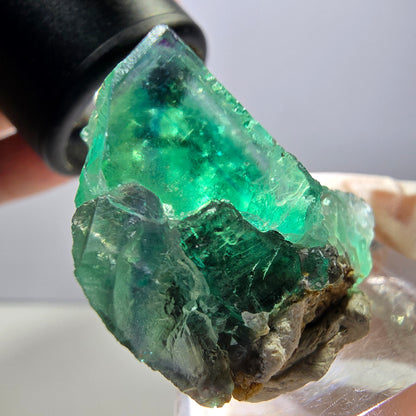 Rare spécimen de cube de fluorite fantôme, vert-violet, Okorusu, Namibie, 36 x 29 x 21 mm 