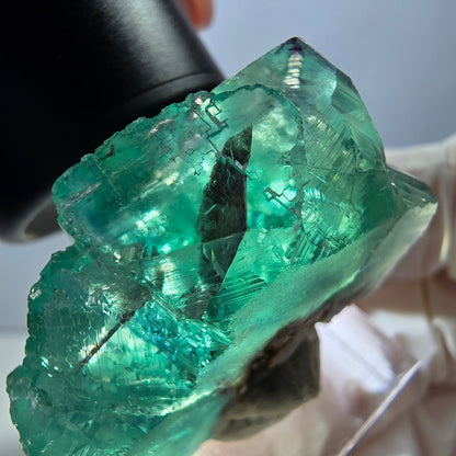 Rare spécimen de cube de fluorite fantôme, vert-violet, Okorusu, Namibie, 36 x 29 x 21 mm 