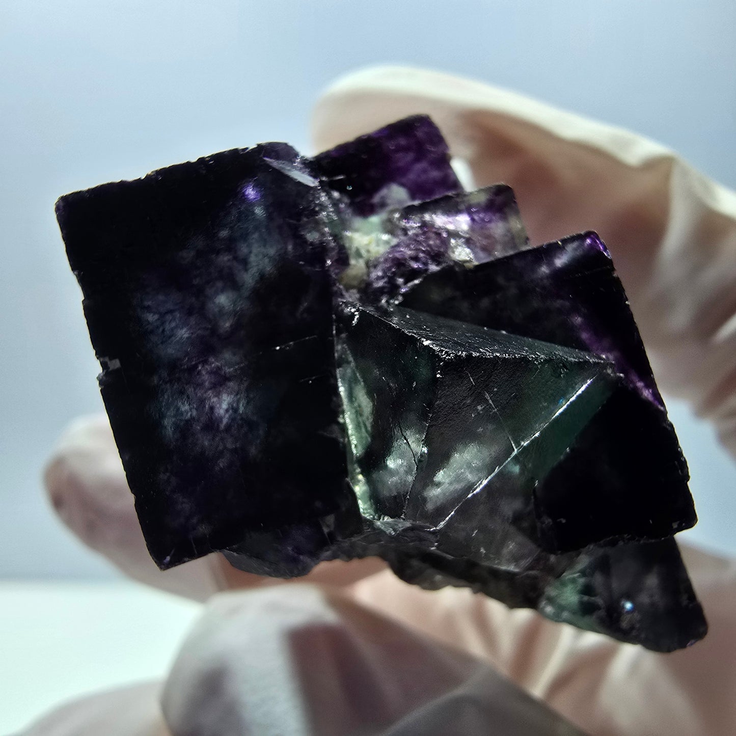 Rare spécimen de cube de fluorite fantôme, vert-violet, Okorusu, Namibie, 40 x 28 x 28 mm 