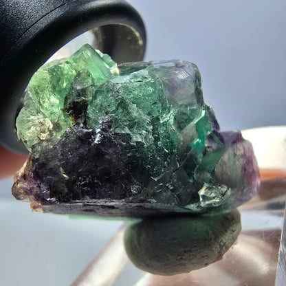Spécimen rare de cube de fluorite fantôme, vert-violet, Okorusu, Namibie, 35 x 24 x 20 mm 