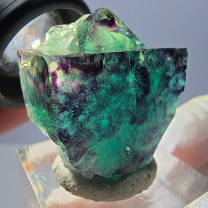 Spécimen rare de cube de fluorite fantôme, vert-violet, Okorusu, Namibie, 27 x 25 x 13 mm 