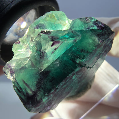 Spécimen rare de cube de fluorite fantôme, vert-violet, Okorusu, Namibie, 27 x 25 x 13 mm 