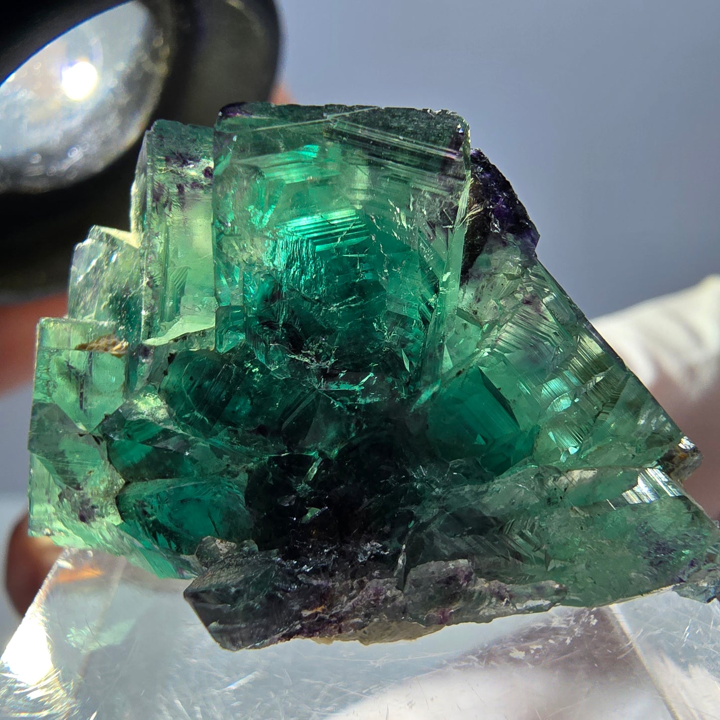 Rare spécimen de cube de fluorite fantôme, vert-violet, Okorusu, Namibie, 33 x 20 x 14 mm 