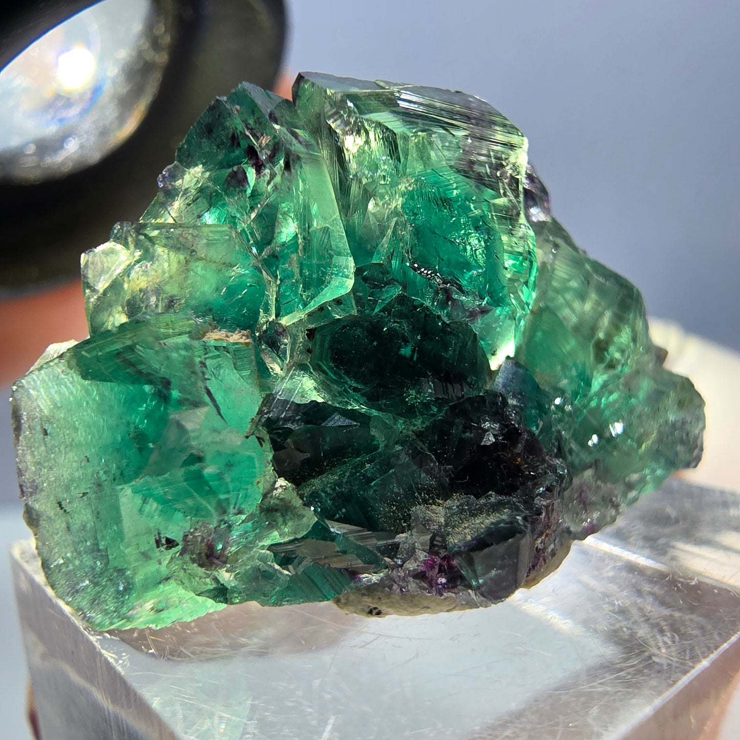 Rare spécimen de cube de fluorite fantôme, vert-violet, Okorusu, Namibie, 33 x 20 x 14 mm 