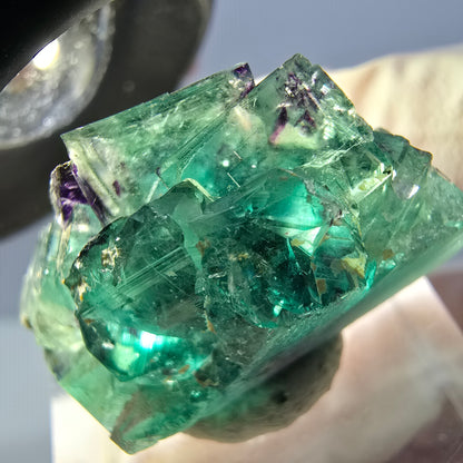 Rare spécimen de cube de fluorite fantôme, vert-violet, Okorusu, Namibie, 33 x 20 x 14 mm 