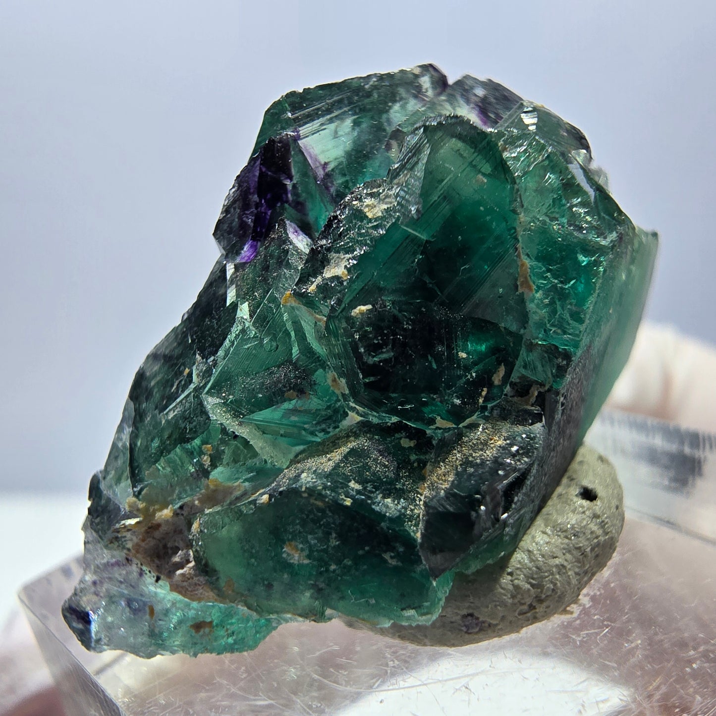 Rare spécimen de cube de fluorite fantôme, vert-violet, Okorusu, Namibie, 33 x 20 x 14 mm 