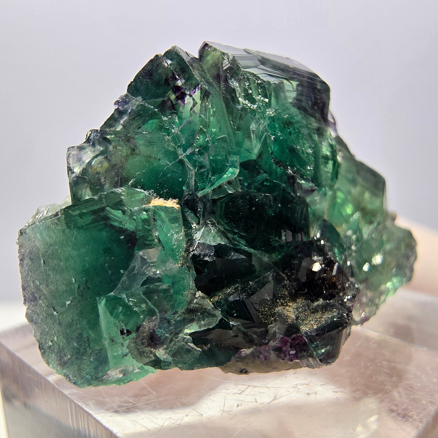 Rare spécimen de cube de fluorite fantôme, vert-violet, Okorusu, Namibie, 33 x 20 x 14 mm 