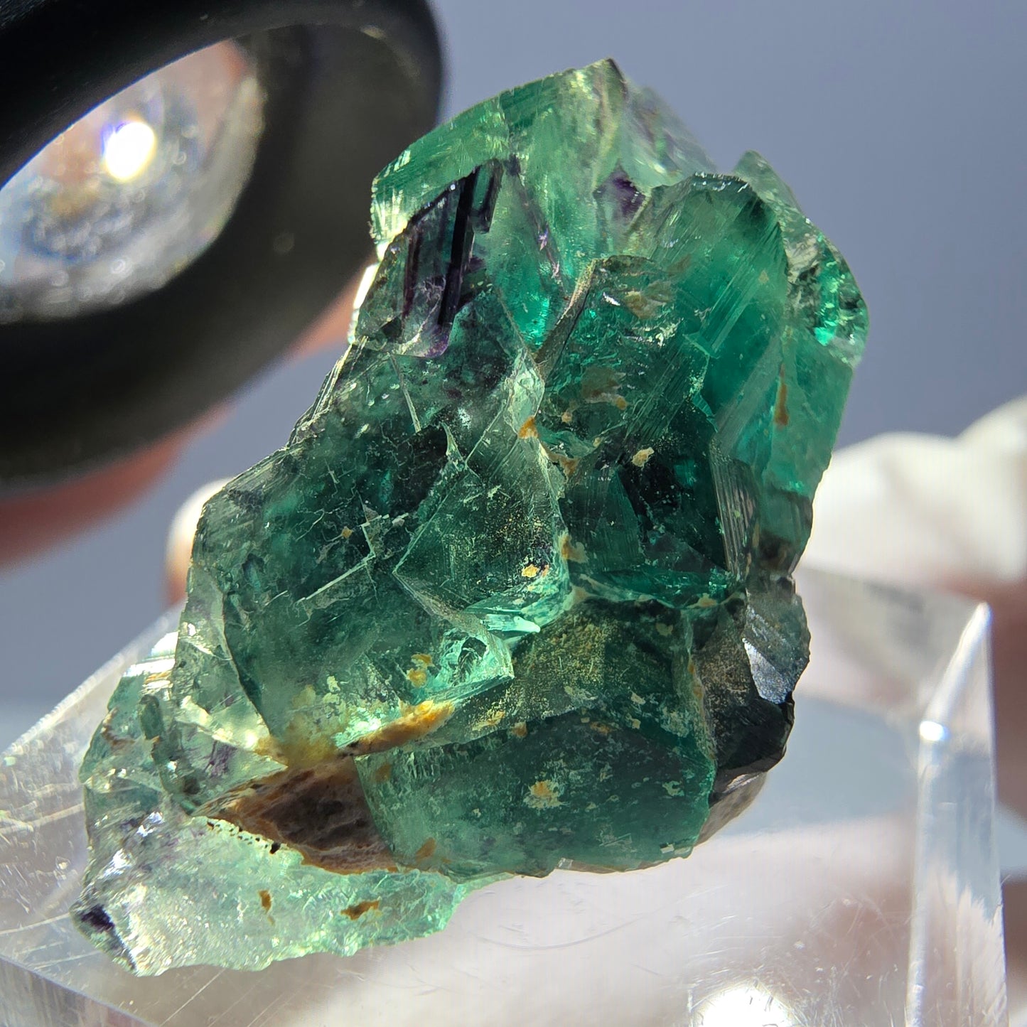 Rare spécimen de cube de fluorite fantôme, vert-violet, Okorusu, Namibie, 33 x 20 x 14 mm 