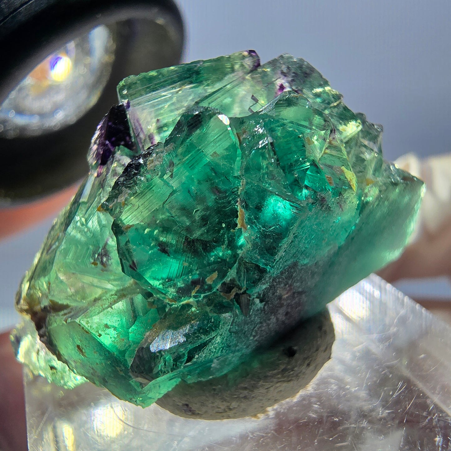 Rare spécimen de cube de fluorite fantôme, vert-violet, Okorusu, Namibie, 33 x 20 x 14 mm 
