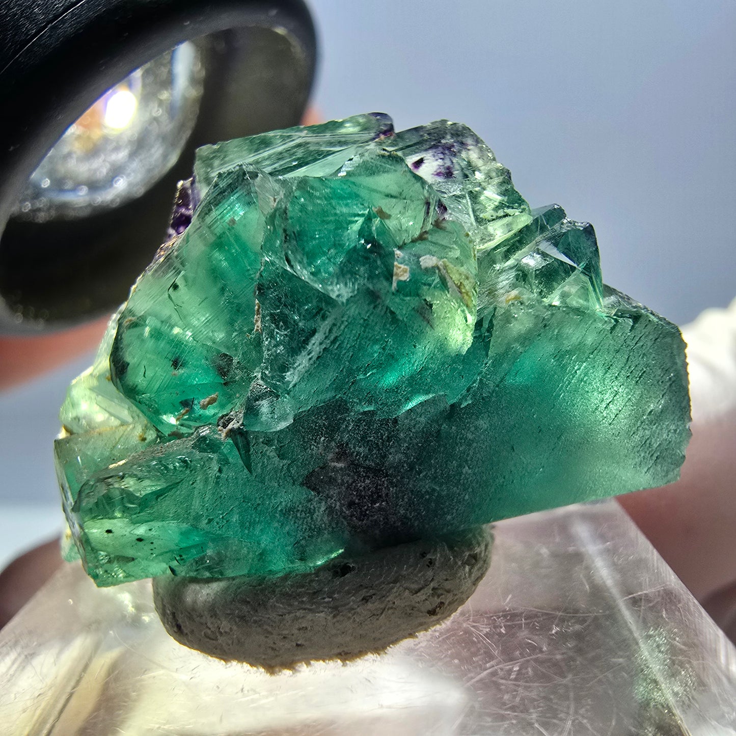 Rare spécimen de cube de fluorite fantôme, vert-violet, Okorusu, Namibie, 33 x 20 x 14 mm 