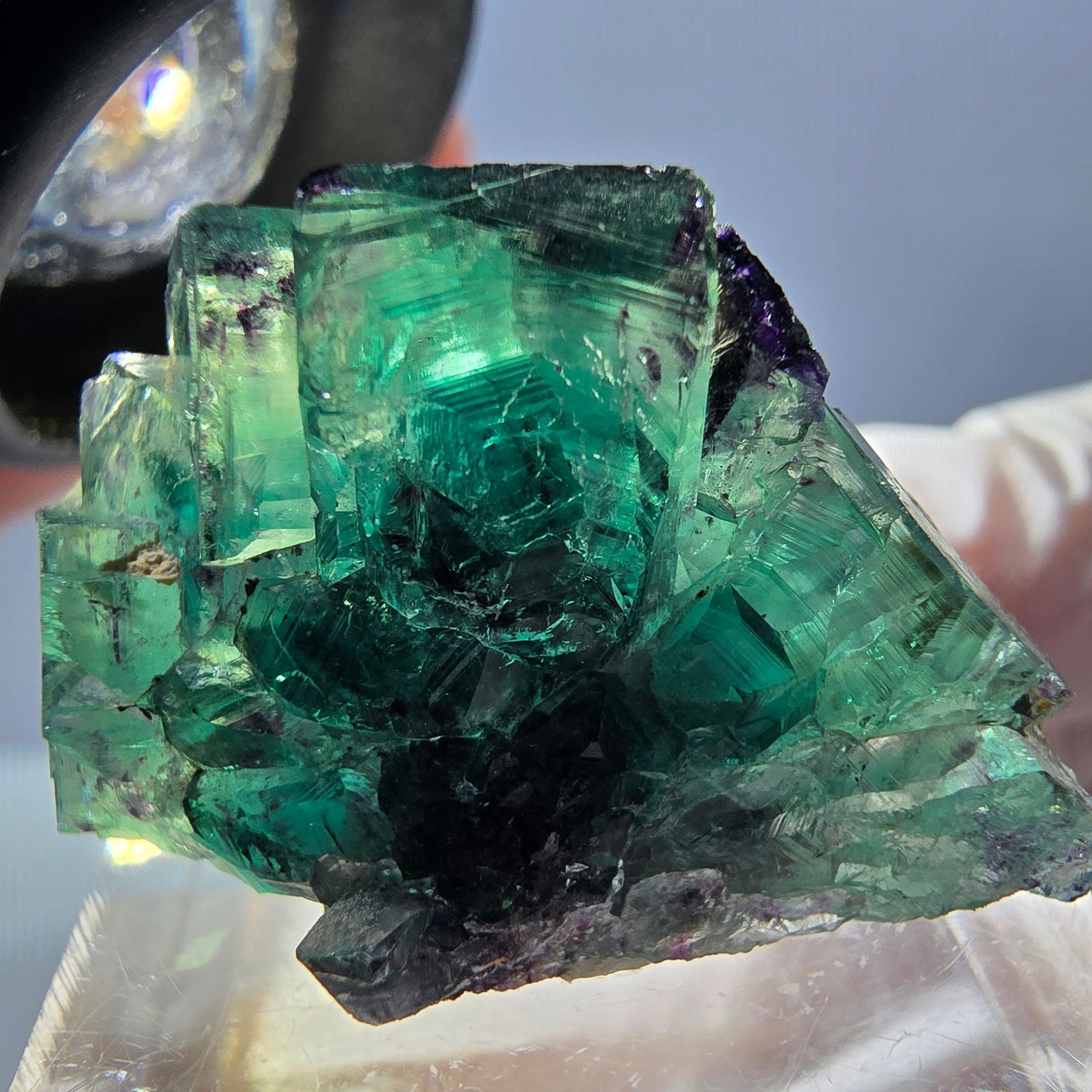 Rare spécimen de cube de fluorite fantôme, vert-violet, Okorusu, Namibie, 33 x 20 x 14 mm 