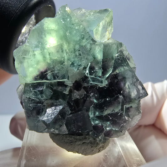 Rare spécimen de cube de fluorite fantôme, vert-violet, Okorusu, Namibie, 35 x 32 x 16 mm 