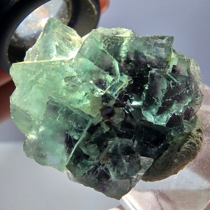 Rare spécimen de cube de fluorite fantôme, vert-violet, Okorusu, Namibie, 35 x 32 x 16 mm 