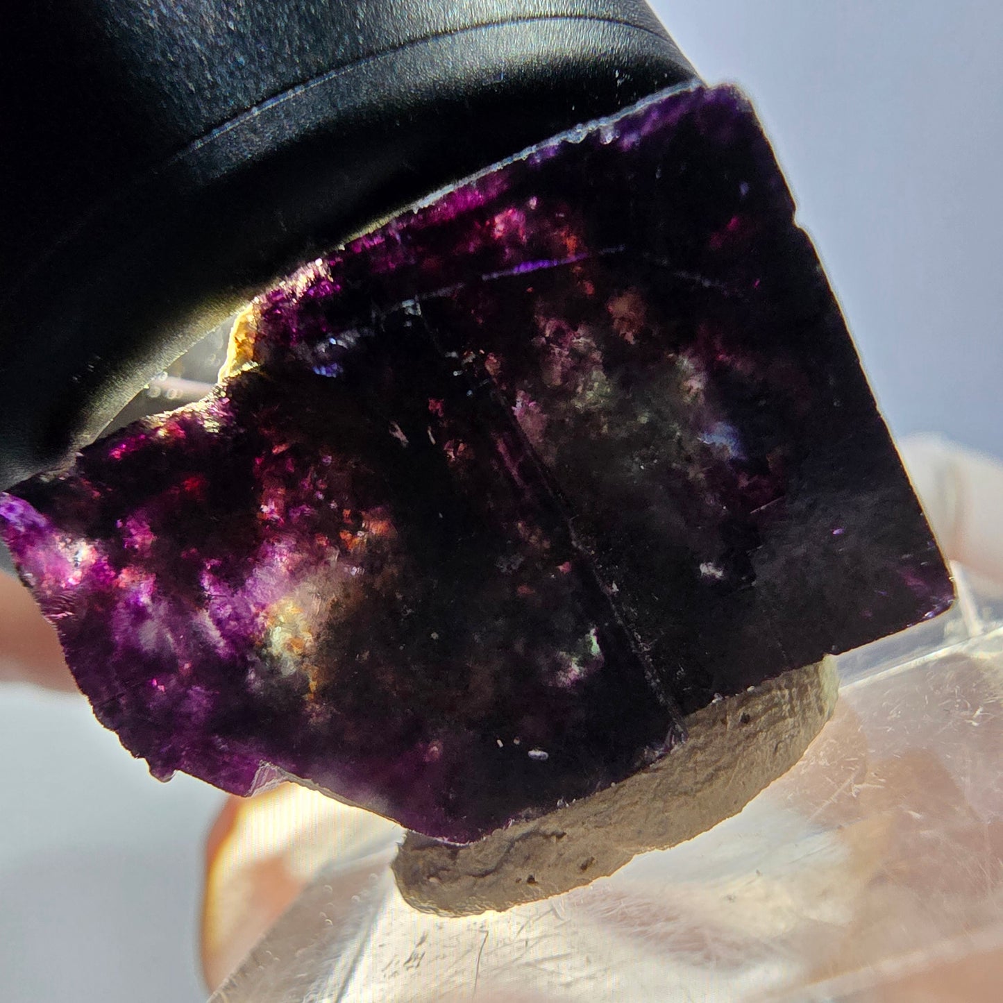 Rare spécimen de cube de fluorite fantôme, vert-violet, Okorusu, Namibie, 28 x 18 x 17 mm 