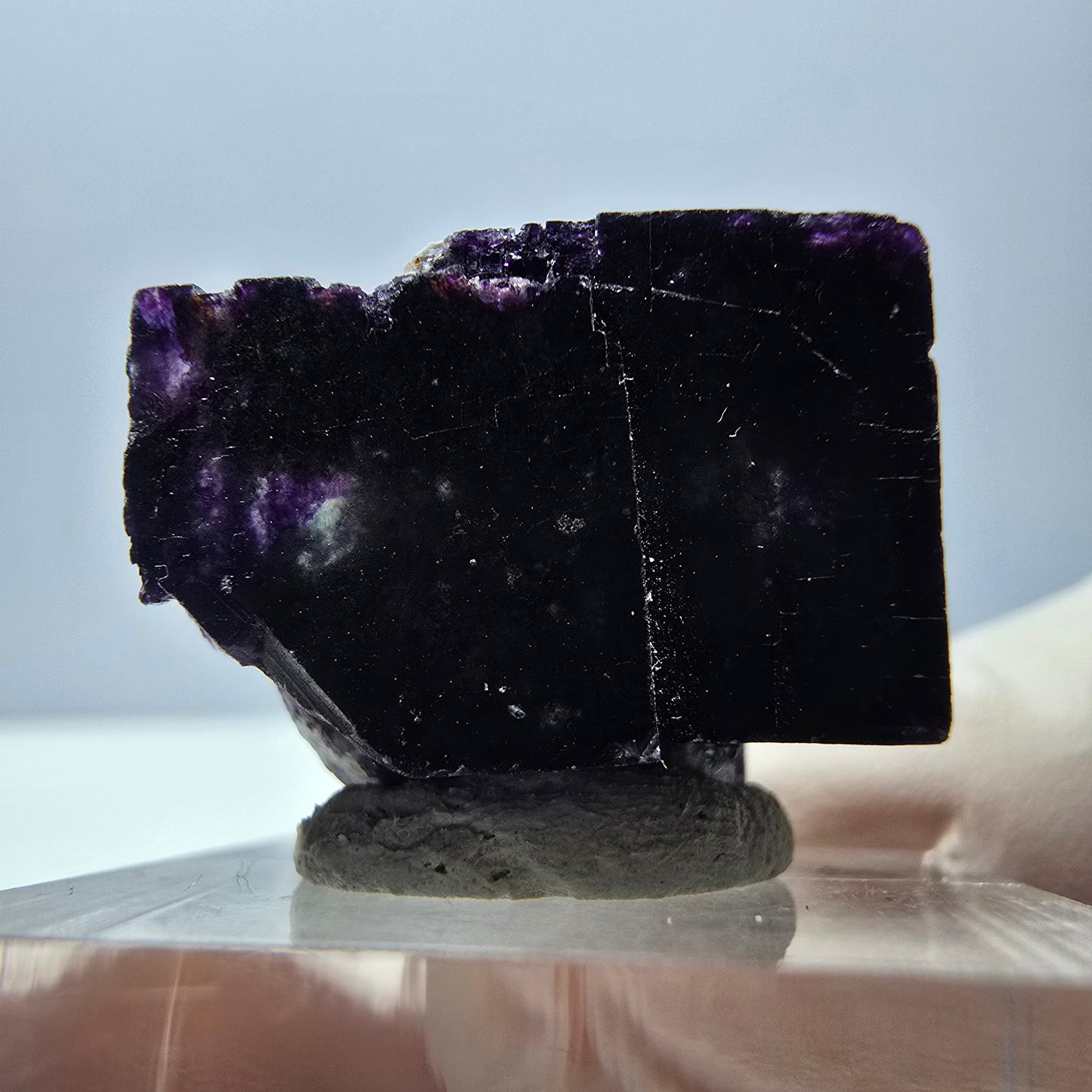 Rare spécimen de cube de fluorite fantôme, vert-violet, Okorusu, Namibie, 28 x 18 x 17 mm 