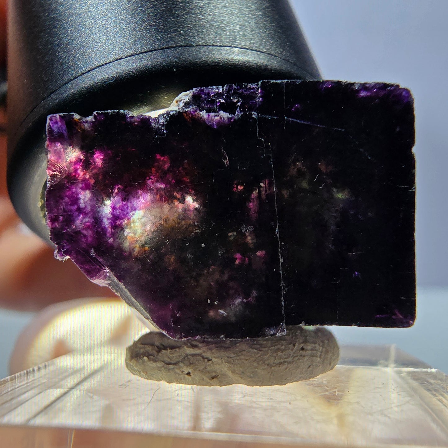 Rare spécimen de cube de fluorite fantôme, vert-violet, Okorusu, Namibie, 28 x 18 x 17 mm 