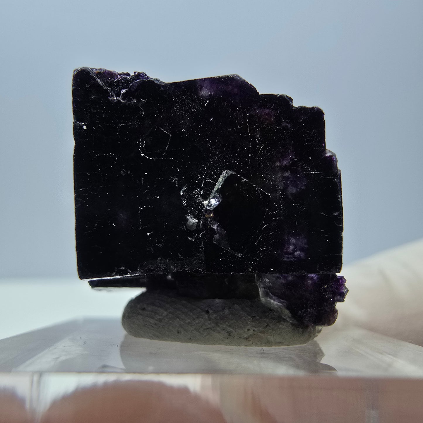 Rare spécimen de cube de fluorite fantôme, vert-violet, Okorusu, Namibie, 28 x 18 x 17 mm 