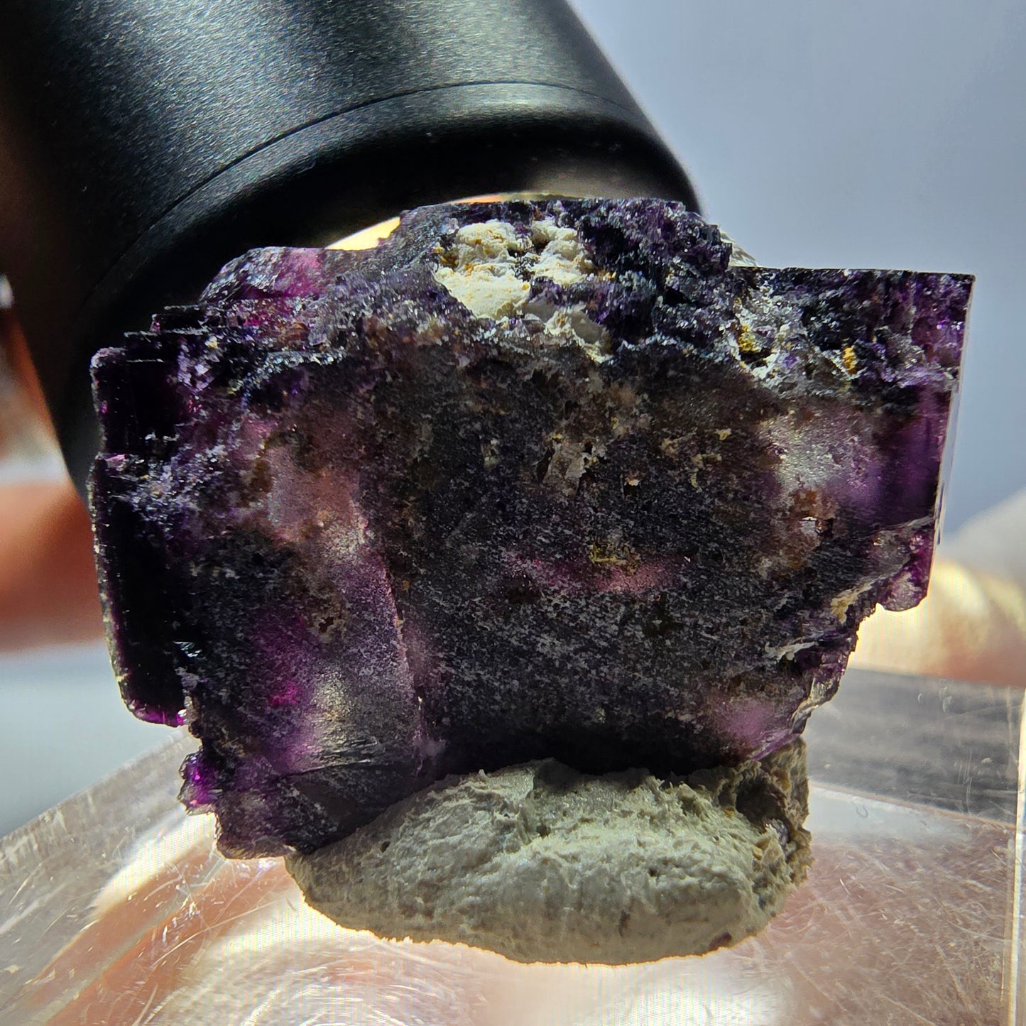 Rare spécimen de cube de fluorite fantôme, vert-violet, Okorusu, Namibie, 28 x 18 x 17 mm 
