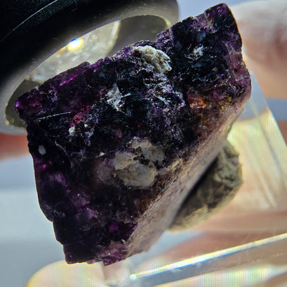 Rare spécimen de cube de fluorite fantôme, vert-violet, Okorusu, Namibie, 28 x 18 x 17 mm 