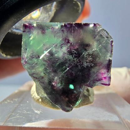 Rare spécimen de cube de fluorite fantôme, vert-violet, Okorusu, Namibie, 26 x 17 x 16 mm 