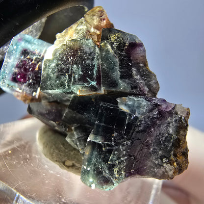 Spécimen rare de cube de fluorite fantôme, vert-violet, Okorusu, Namibie, 34 x 25 x 16 mm 