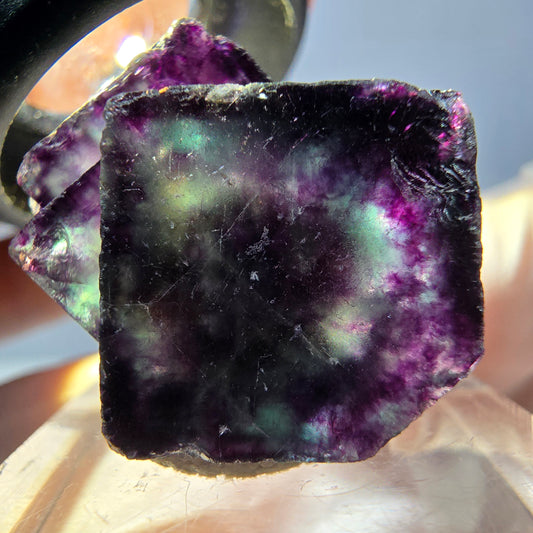 Spécimen rare de cube de fluorite fantôme, vert-violet, Okorusu, Namibie, 27 x 22 x 21 mm 