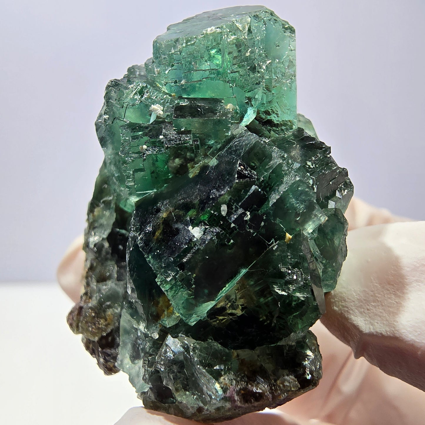 Spécimen de cube de fluorite fantôme, vert parqueté Okorusu, Namibie 42*37*33mm 