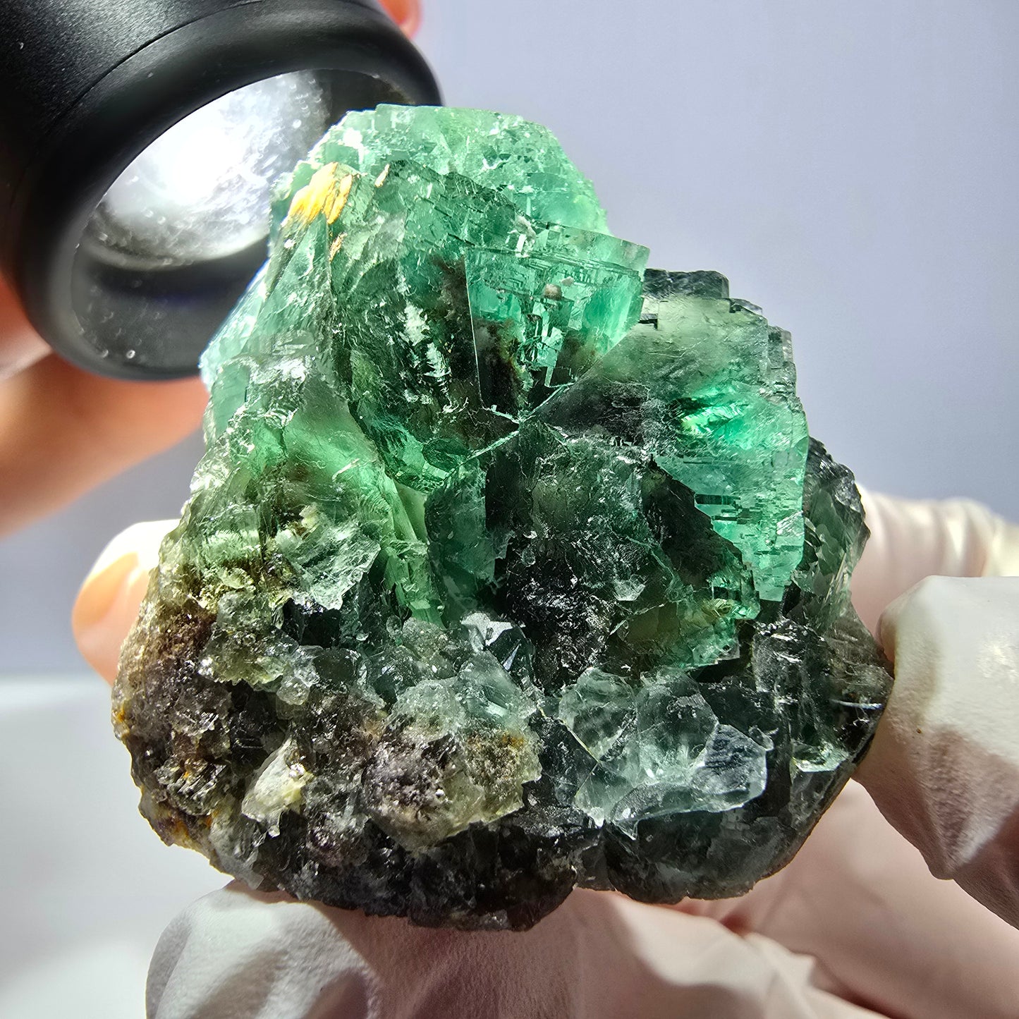Spécimen de cube de fluorite fantôme, vert parqueté Okorusu, Namibie 42*37*33mm 