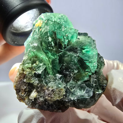 Spécimen de cube de fluorite fantôme, vert parqueté Okorusu, Namibie 42*37*33mm 